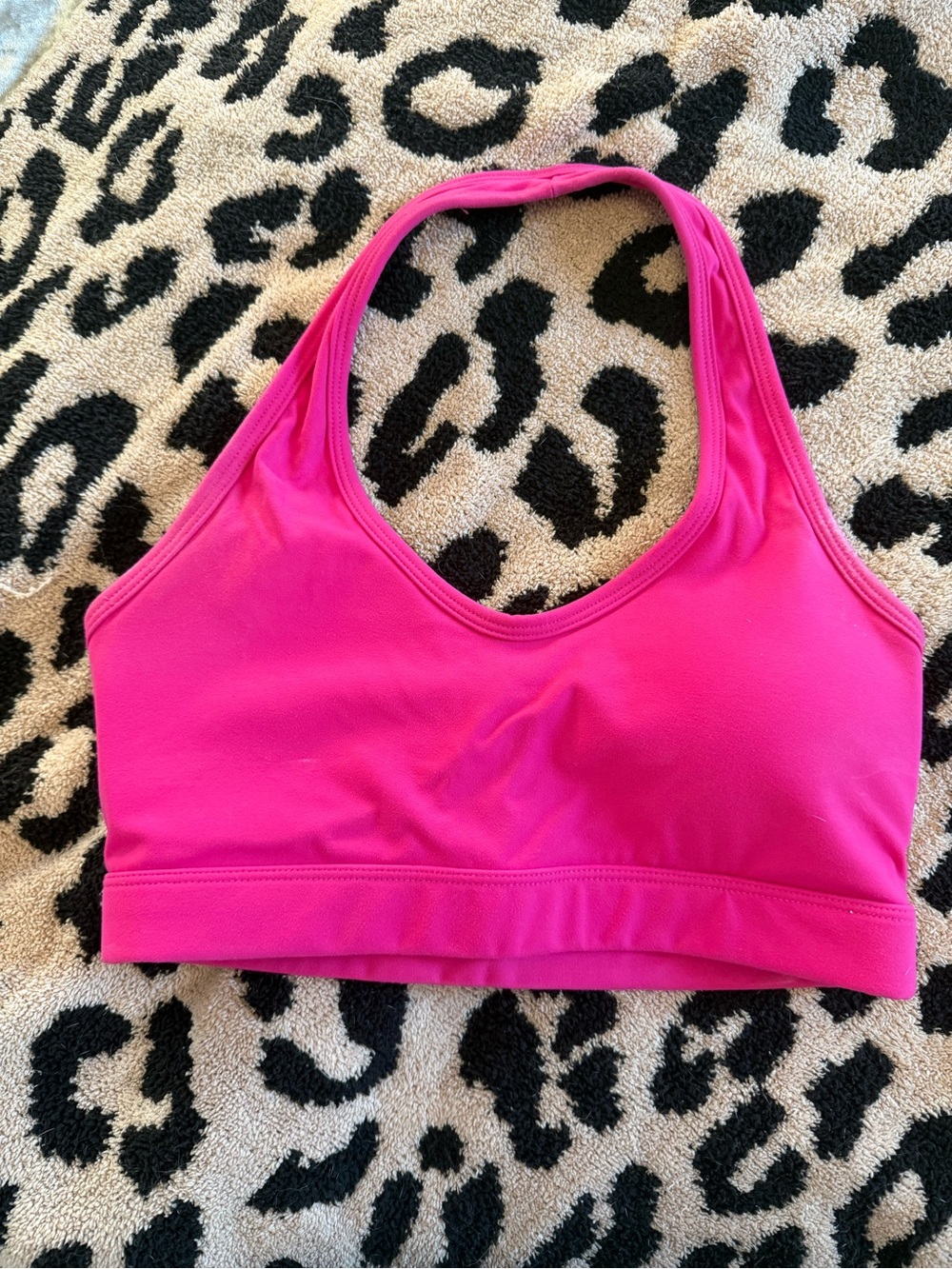 Hot pink halter neck sports bra
